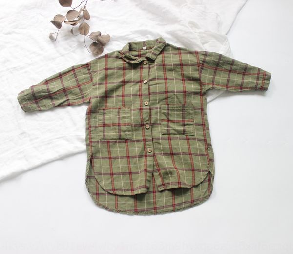 

summer 2020 children's long korean oversize plaid long shirt children's loose shirt, White;black