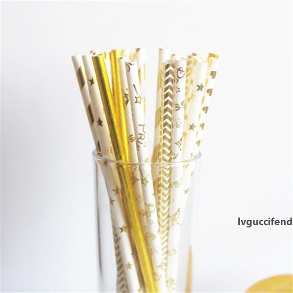

gold paper straw disposable drinking straw good quality party straw paper wholesale 25 pcs a lot