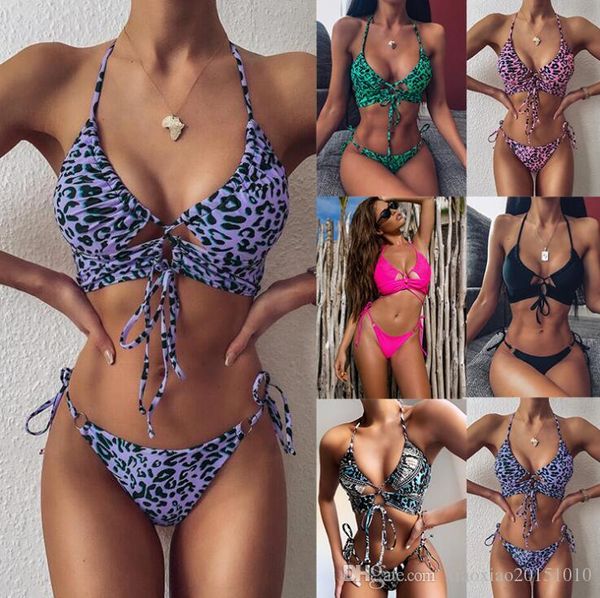 

new solid thong bikini 2 piece set swimwear women plus size swimsuit halter bikini set simple bathing suit 777, White;black