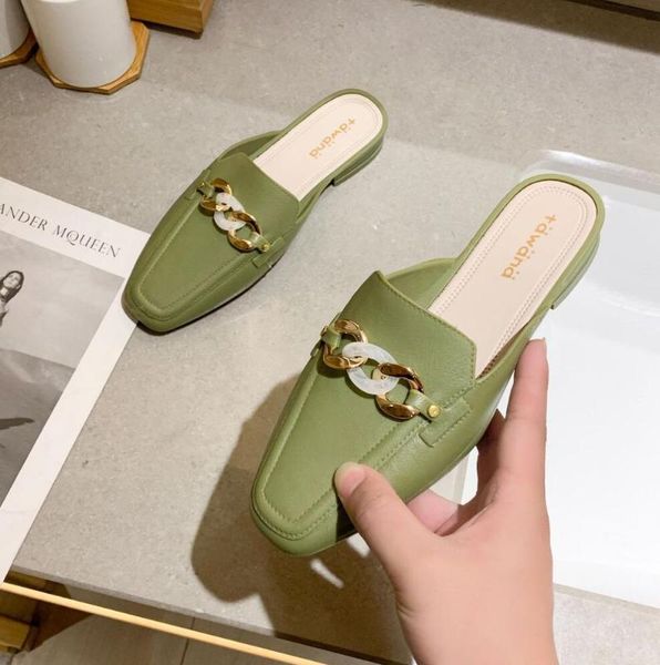 

flat shoes fashion mules for women pvc square head slip on flip flops women slipper summer sandals women's shoes solid slides, Black
