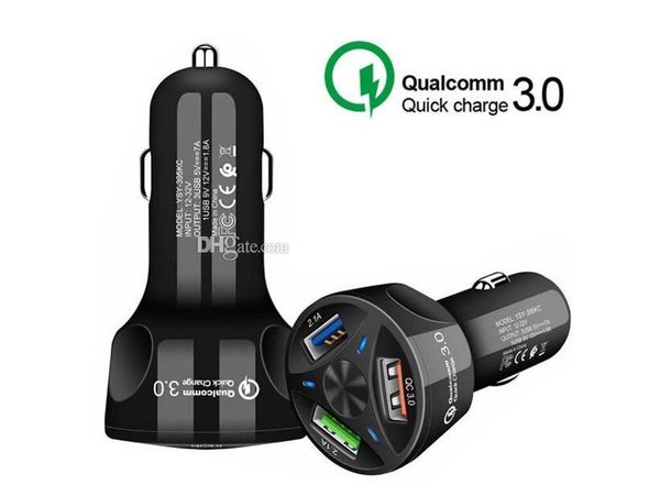 

qc 3,0 быстро автомобильное зарядное устройство быстрой зарядки 3.0 3-портовый быстродействующее зарядное устройство для автомобиля зарядный