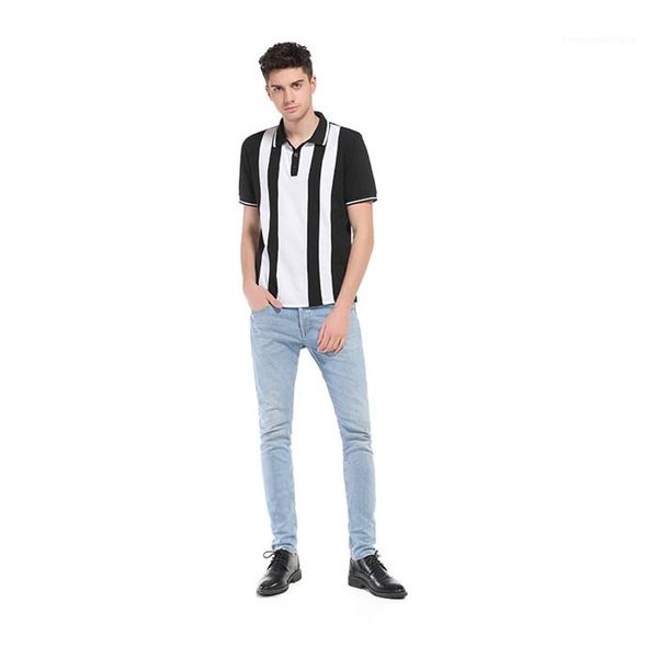 

and white stripes polo mens summer simple short sleeve lapel neck polo shirt homme designer black, White;black