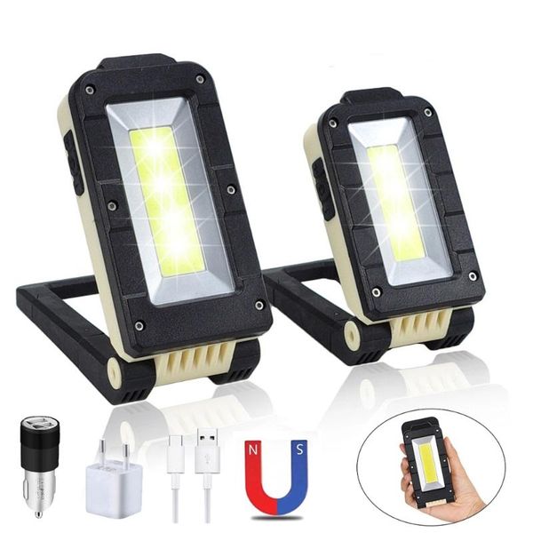 

rechargeable power bank usb portable cob led work light 180 degree adjustable bottom magnet led light.