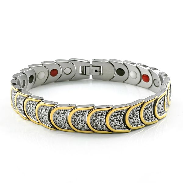 

g111 mixed order men's stainless steel bracelets magnetic healing bracelets magnetic magnetic gemanium bracelets energy balance bracele, Black