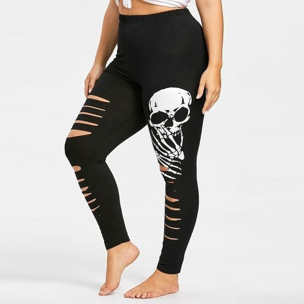 

halloween leggings sport women fitness horror shredding skull high waist gym floral leggings women pants plus size athletic leggings 20, Black