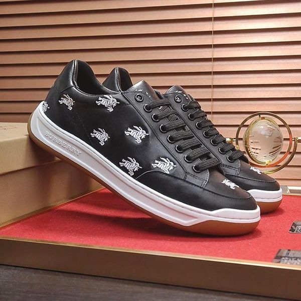 

mens shoes fashion perforated logo leather sneakers luxury sports shoes outdoor chaussures pour hommes london fashion footwears
