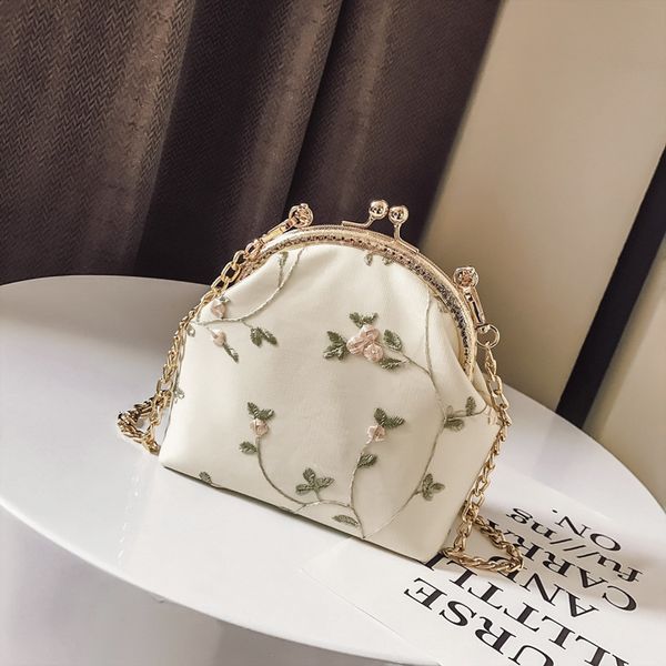 

summer beautifully embroidered shoulder bag lady metal pu side carved handbag elegant crossbody bags for women