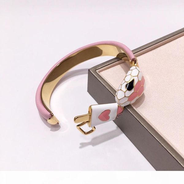 

luxury designer jewelry women bracelets fashion lovers snake head bracelet stainless steel leather bracelet dripping ice cream heart bangle, Black