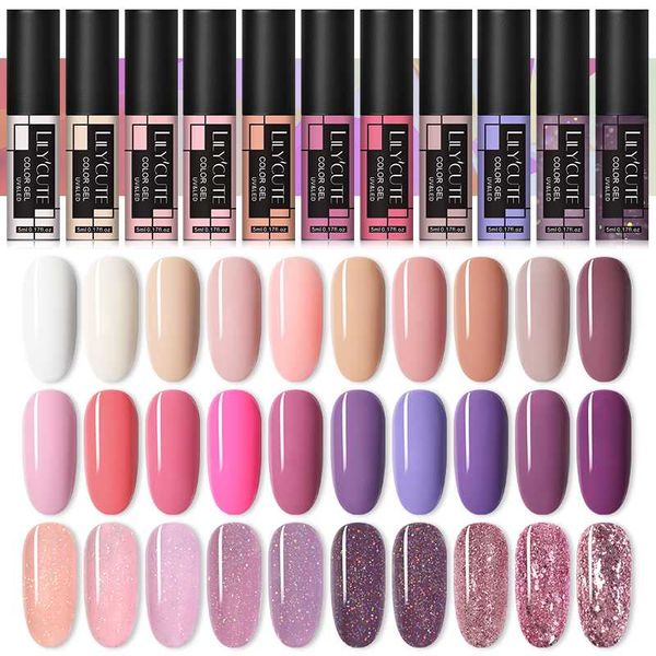 

nail gel lilycute polish pink nude glitter semi permanent uv led lamp varnishes base coat, Red;pink