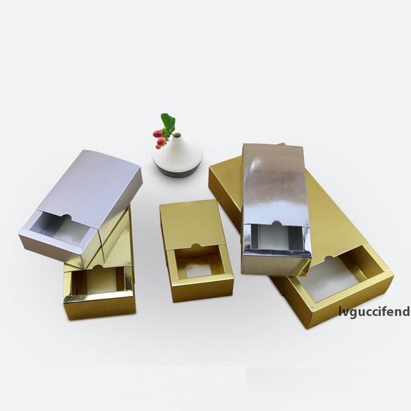 

luxury bright golden paper sliding box, 5 sizes cardboard drawer box, silver slide box custom gift box for party lx0181