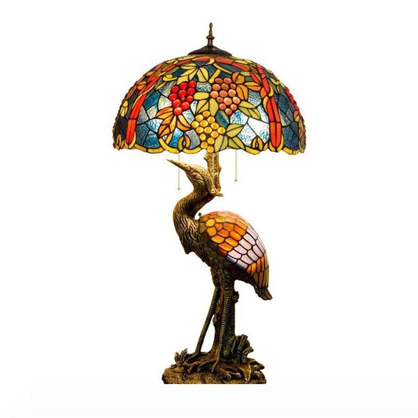 

factory direct sale tiffany american country table lamp study bedroom crane bird lamp base desk lamp