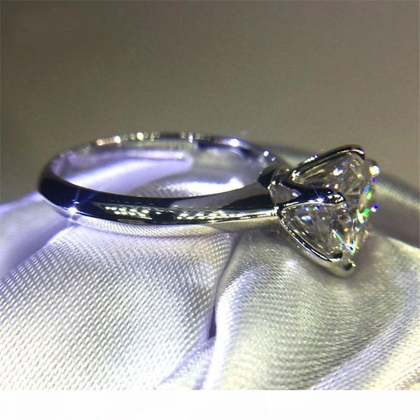 

d diamond ring original 100 %925 sterling silver jewelry 1 .5ct 7mm sona cz zircon engagement wedding band rings for women yan121, Slivery;golden