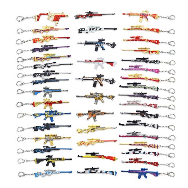 

wholesale jedi survival peace elite key ring weapon model 98k skin gun awm eat chicken gun metal key chain gift pendant, Silver