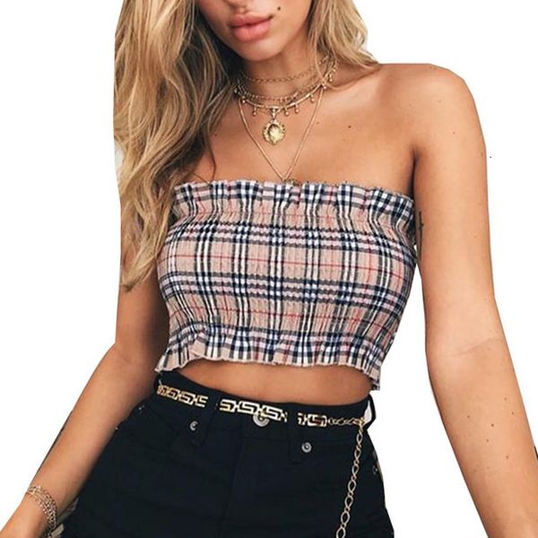 

new fashion women tank summer womens vest short selling plaid wrapped chest t shirt drop shipping good quality, White