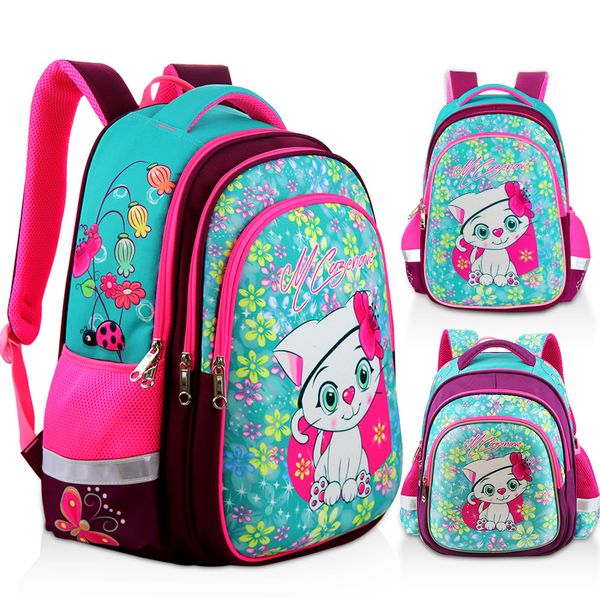 

new orthopedic girl backpack for school 3d cartoon cat girls eva school bags children primary school grade 1-5 kids bag t200709