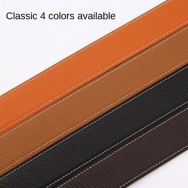 

3.8 wide smooth buckle body men's layer genuine leather pure cowhide all-match youth with belt belt buckle, Black;brown