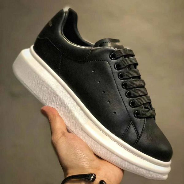 

1) 2020 мужская обувь мода женская обувь мужская кожа узелок платформы крупногабаритные подошва кроссовки белый черный повседневная обувь с, Black