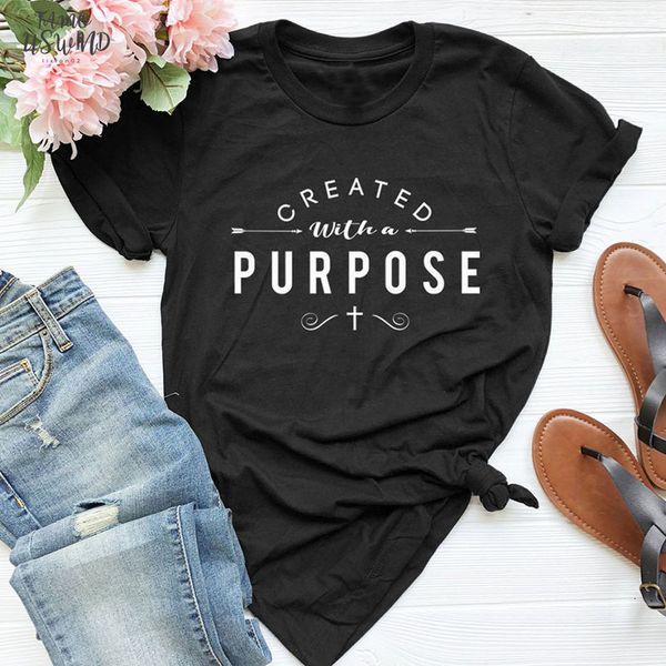 

created with a purpose cross christian t shirt stylish funny letter cotton tee casual bible verse clothing tumblr gift t shirts, White