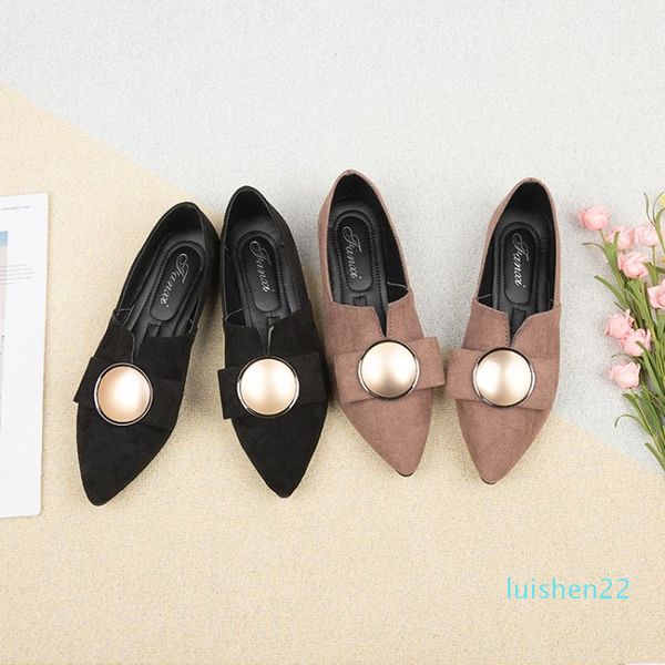 

mature elegent ladies new fashion round buckle soft bottom loafers casual suede leather everyday offic lazy footwears j15-89 l22, Black