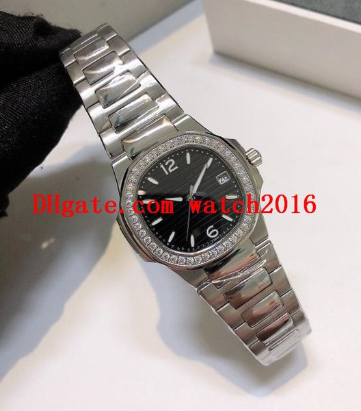 

selling 7010 swiss quartz womens watch 32.5mm diamond bezel blue texture stick markers 316l steel sapphire luminous ladies watches