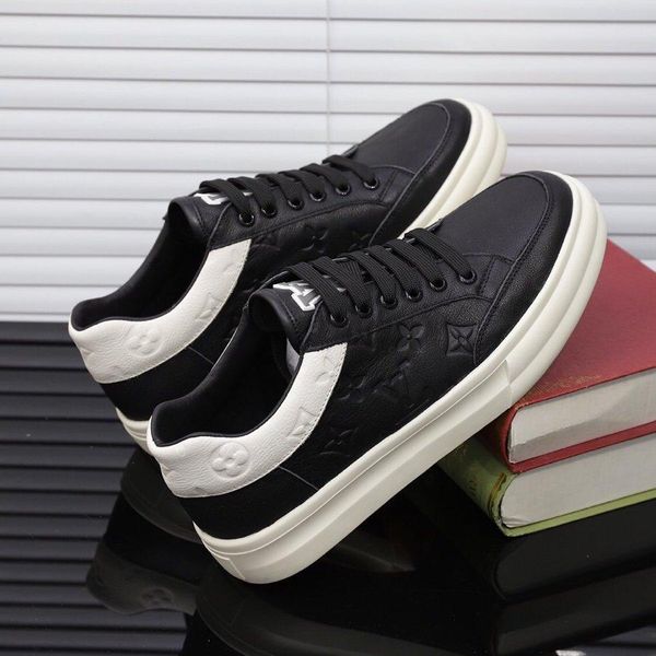 

2020n high-end limited edition leather letter low-lace up casual sneakers, stylish wild outdoor flat shoes, size: 38-45, Black