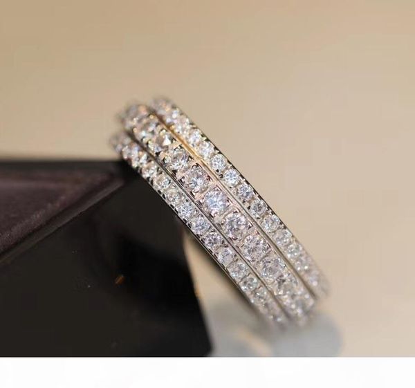 

e luxurious quality punk ring with all diamond and middle line ring moveable in 5 -8 #size for women wedding jewelry mother day jewelry, Silver