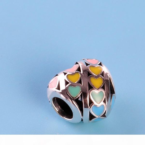 

authentic 925 sterling silver color enamel love heart charms original box for pandora beads charms bracelet jewelry making, Bronze;silver