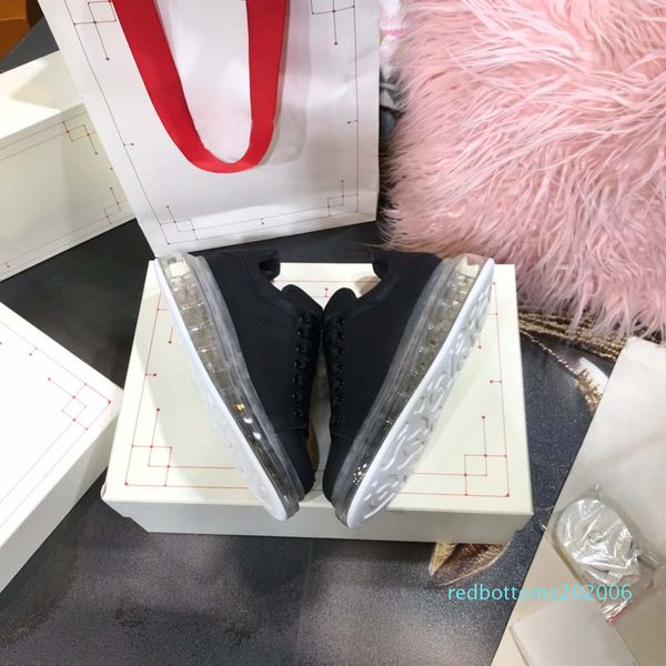 

2019 new season designer luxury mens casual clear sole trainers red yellow pink transparent crystal bottom flats men women sneakers t01, Black
