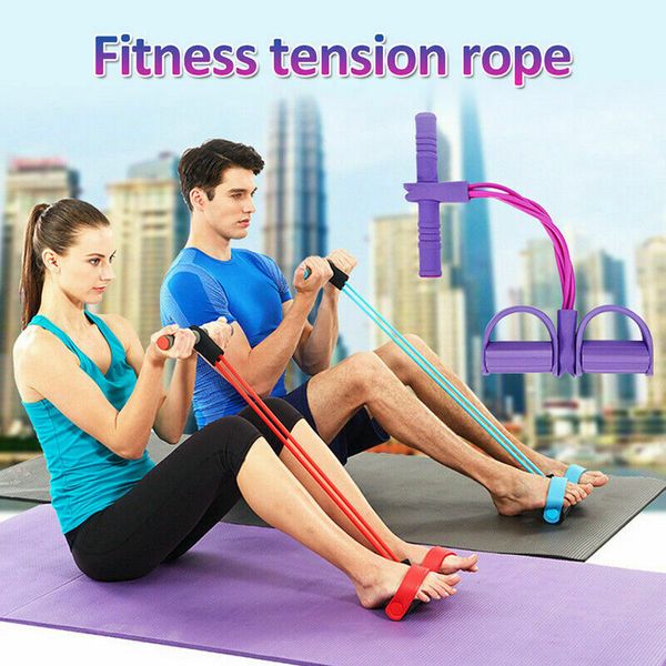 

indoor fitness elastic sit up pull rope 4 tube resistance bands exerciser elastic sit up pull rope gym workout bands home sport