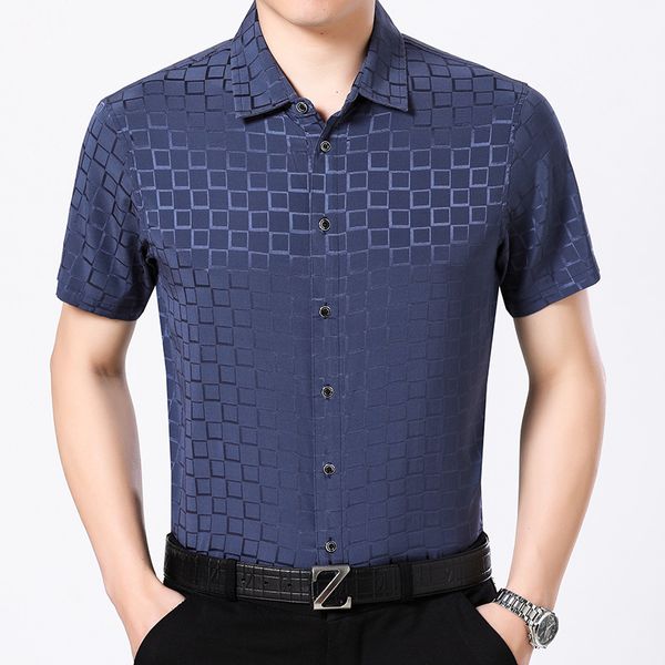 

summer real silk shirt men red short sleeve shirt casual mens shirts social korean camisa masculina g8886 kj1950, White;black