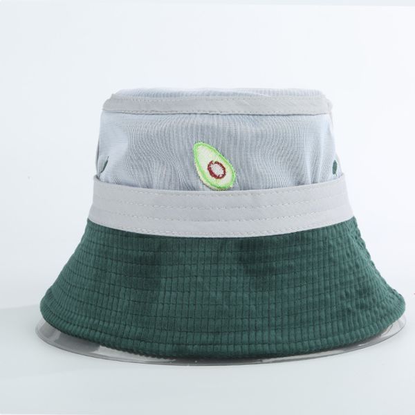 

2020 new fisherman hat women autumn and winter japanese avocado embroidery wild corduroy large brim hat travel, Blue;gray