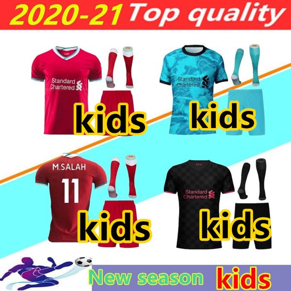 

new 20/21 soccer jersey kids kits 2020 2021 home away child football shirt set uniforms, Black;blue