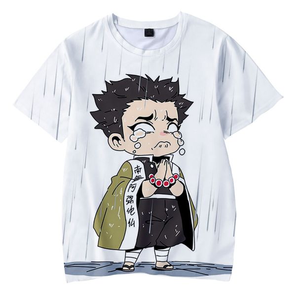 

2020 popular anime ghost vanishing blade street trend 3d color printing short-sleeved t-shirt children's clothing, White;black