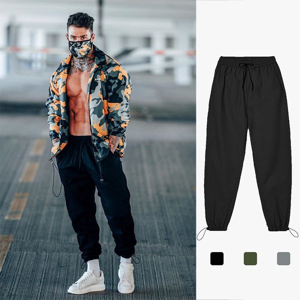 

all season men pants sweatpants streetwear ankle drawstring high elasticity comfortable for men jogger sports, Black