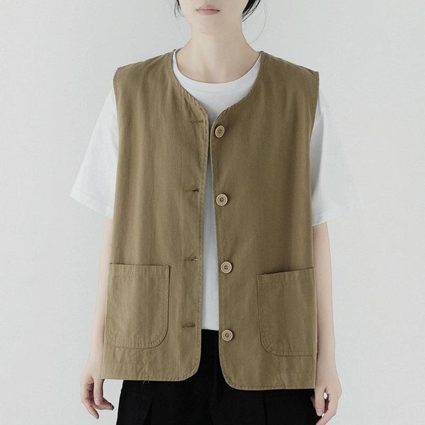 

2020 new all-match casual japanese tooling solid color female student vest vest three colors, Black;white