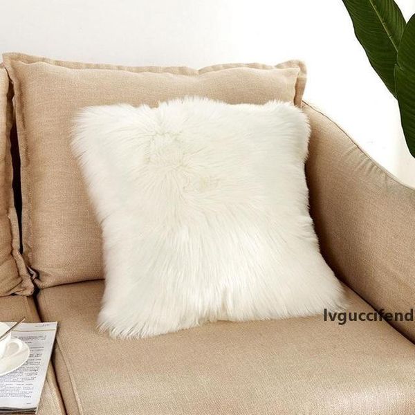 

soft plush rabbit fur pillow case home faux fur fleece 45*45cm square decorative throw pillow cover for 2019 christmas decoration
