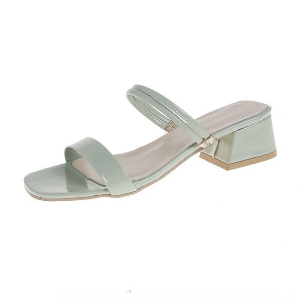 

summer 2020 new fairy style thick sandals and sandals middle heel french-style small high heels with middle heel