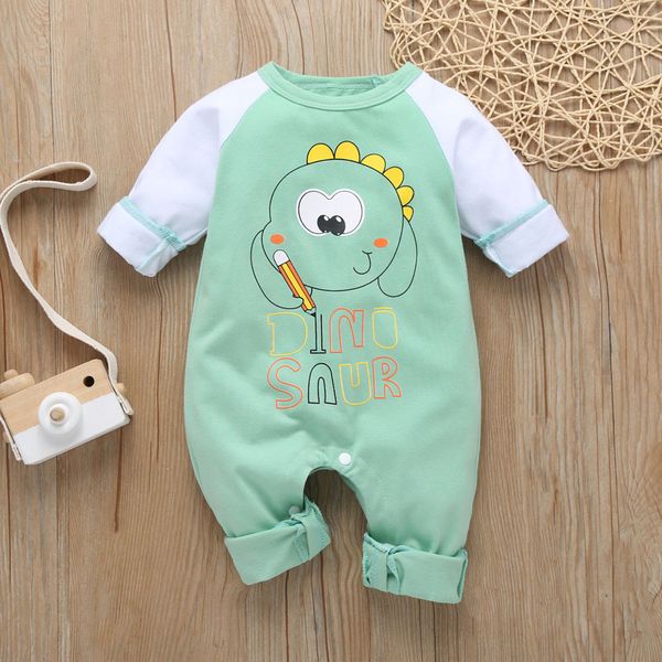 

зима новорожденный младенцев мальчики cartoon animals динозавр комбинезон romper одежда с длинным рукавом для младенцев infant rompers младе, Blue