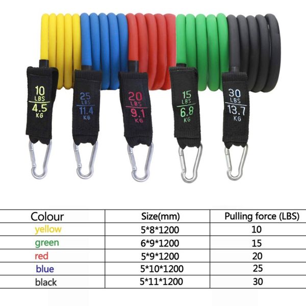 

11p йога фитнес тросового bands набор латекс сопротивление тренировка упражнение йога труба тросовое rubber expander резинка