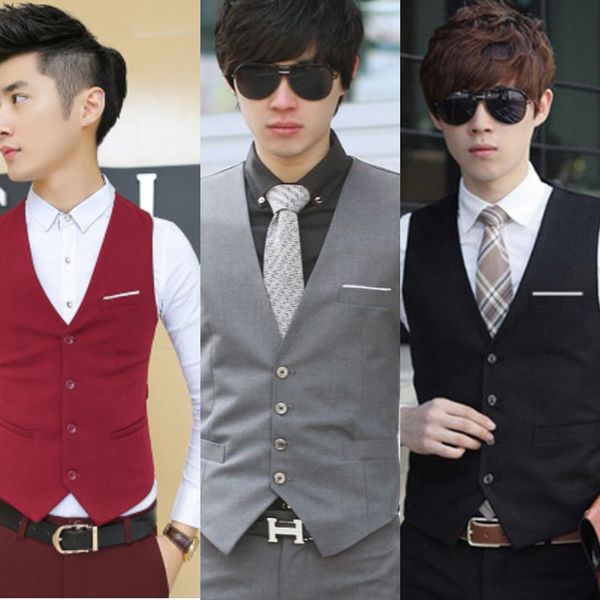 

весна и осень мужского корейского стиля модный пригонки пиджак жилет случайного костюм жилет куртка британских мужчин, Black;white