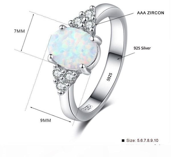 

l diamond ring unique white fire opal stone ring 925 silver luxury zircon wedding jewelry promise engagement rings for women ra0189, Slivery;golden