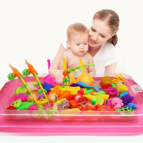 

40pcs / серия с надувного бассейном магнитной рыбалкой игрушки rod net set для детей детской модели play рыбалки игры открытых игрушки t2008