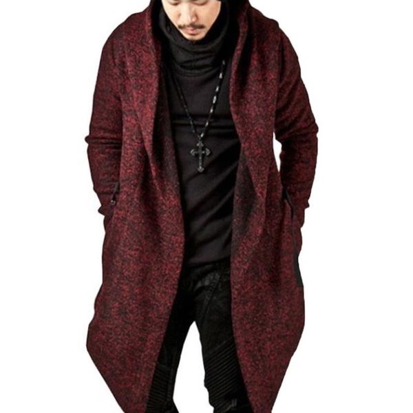 

2020 new style fashion men's cardigan solid irregular long sleeve coat long overcoat trench outwear, Tan;black