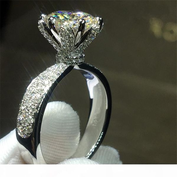

цветочный стиль женщины мода 925 серебряных колец 3ct diamonique 5a cz обручального обручального кольца для женщин ювелирных изделий подарка, Slivery;golden