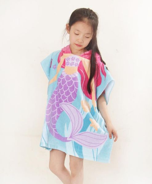 

2020 new product cotton children's cartoon bathrobe soft beach towel lengthened hooded cape bath towel