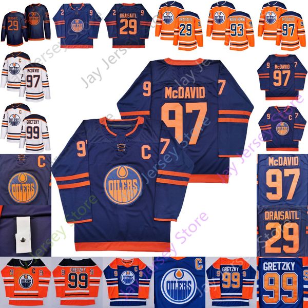 

edmonton oilers jersey ice hockey 27 milan lucic 29 leon draisaitl 93 ryan nugent-hopkins 97 connor mcdavid 99 wayne gretzky, Black;red