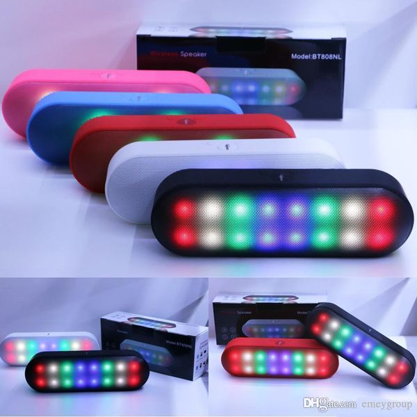 BT808NL Pill2 Mini tragbarer kabelloser Bluetooth-Lautsprecher mit TF AUX FM Pulse LED-Licht-Blitz Pill XL-Lautsprecher Bulit-in-Mikrofon Freisprecheinrichtung PK BT808L