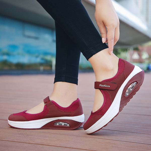 

summer women flat platform shoes woman casual mesh breathable slip on fabric sneakers shoes for women female mary jane shoe, Black