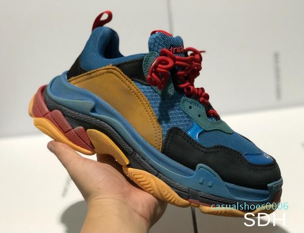 

paris 17fw fashion designer women shoes dad shoes triple s 17fw sneakers for men women spring chaussures navy blue orange daddy shoes c06