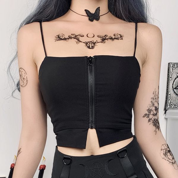 

2020 новой мода женщина сексуального tops crop с передней молнией черного лета camis женщина повседневной безрукавки жилет рукава crop, White;red